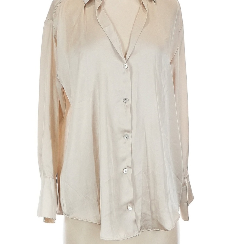 Zara Tan Oversized Button Down Shirt